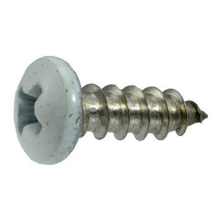 MIDWEST FASTENER Sheet Metal Screw, #8 x 1/2 in, Painted 18-8 Stainless Steel Pan Head Phillips Drive, 20 PK 69481